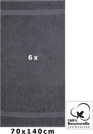Betz 6-Piece Bath Towel Set, Shower Towel, Palermo Size 70x140 cm, 100% Cotton, Color Anthracite