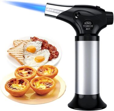 Газовий пальниковий прилад Ankway для кухні, приготування Creme Brulee, DIY, випічки та кемпінгу - бутан в комплекті, чорний з синім