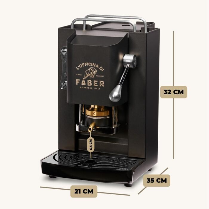 Кавова машина FABER Pro Deluxe для ESE-подушечок 44 мм, хром, латунний прес, матова чорна