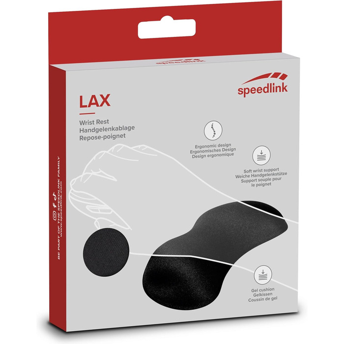 Підставка для зап'ястя Speedlink LAX Gel Mouse Wrist Rest - чорна, з гелевою начинкою, антиковзаюча