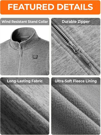 Обігріваючий жилет ORORO для жінок, фліс, з Powerbank, XL, сріблясто-сірий