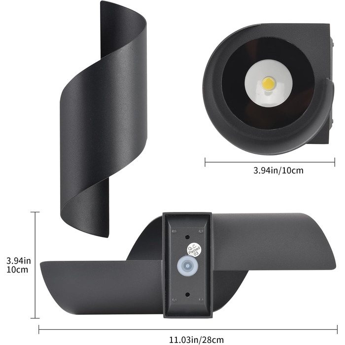LED-стінна лампа для внутрішнього та зовнішнього використання, 10W, IP65, тепле біле світло 3000K, сучасний дизайн, декоративне освітлення для саду, вітальні, спальні, темно-сірий колір