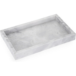 Natural Marble Serving Tray for Coffee Table, Rectangular, Jewelry Tray, Organizer, Decorative Bathroom, Vanity, Toilet Tank, Bathtub Tray, 25x15 cm (gray)
