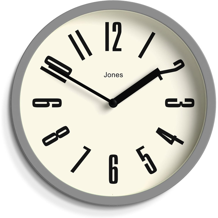 JONES CLOCKS® Hot Tub Wall Clock | Small Retro Round Clock | 20cm | Easy-to-read numbers | Ideal for kitchen, office, kids' room or any small space (Gray)