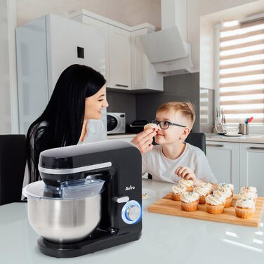 Кухонний комбайн Brixy: 1000W, 5л чаша з нержавіючої сталі, чорний, з аксесуарами