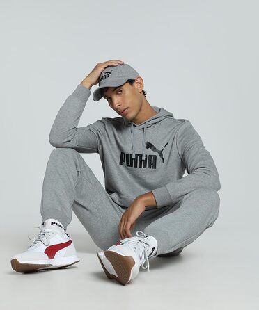 Чоловіча толстовка Puma ESS No. 1 Logo Hoodie з капюшоном, сіра (Medium Gray Heather), розмір XL