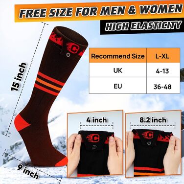 Гріючі шкарпетки COZII для жінок та чоловіків, 5V, 5000 mAh, акумулятор, 65°C, для зими, кемпінгу, полювання, катання на лижах, їзди на конях, смугасті