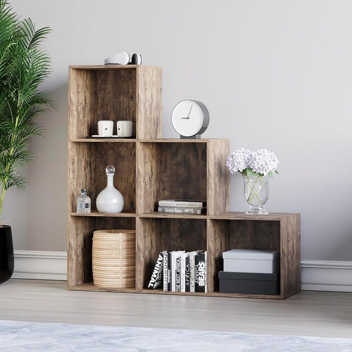 Стелаж для зберігання Vida Designs Durham, 6 кубів, темне дерево, книжкова полиця для вітальні