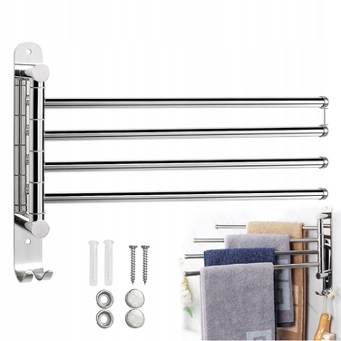 Поворотний вішак для рушників у ванну кімнату, настінний тримач-гачок