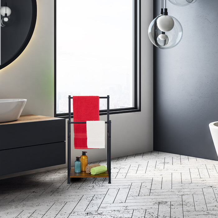Relaxdays Towel Rack 2 Bars & Shelf