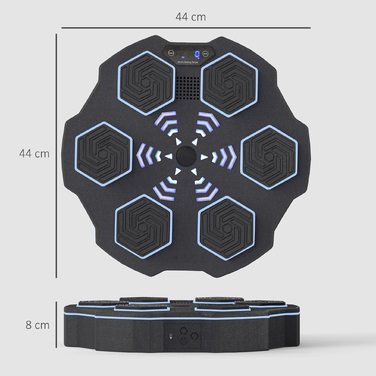 SPORTNOW Музична боксерська машина, електронна Bluetooth боксерська машина з музикою, 9 швидкостей, 3 режими, настінна смарт-ціль для боксу зі світлодіодними ліхтарями, для дорослих, домашні тренування, Чорний | Aosom