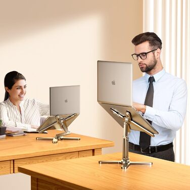FoldWise X Laptop Stand for Desk – Aluminum, 360° Swivel, Foldable, Height & Angle Adjustable – Stable & Portable Laptop Riser, MacBook Stand & Computer Holder for 11-18 Inch