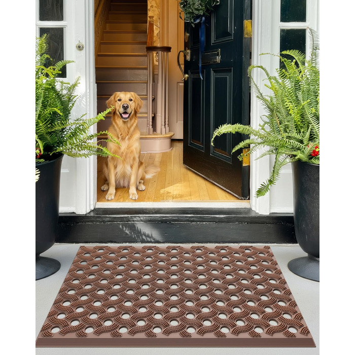 Килимок для порогу COLOR&GEOMETRY Null Geruch TPE Heavy Duty, 43x75 см (60x90 см), коричневий. Екологічний, не потребує догляду, антиковзаючий, для дому та вулиці