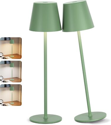 Набір з 2 бездротових настільних ламп LED з акумулятором, сенсорне регулювання яскравості, 3 режими кольору, USB-C зарядка для спальні, столу, кемпінгу (Чорний)