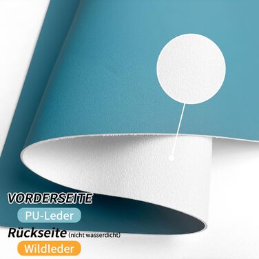 Підкладка на стіл 80x40 см з PU-шкіри, килимок для миші, захист столу, антиковзаюча підкладка для офісу та дому (Хimmelblau, 80 x 40 см)