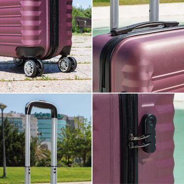 Набір валіз NUMADA 4 шт. Бордовий (75см, 63см, 53см + аксесуар), ABS, жорсткий, міцний