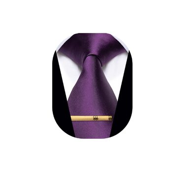 Чоловічі краваткові аксесуари YourTies: смугасті та клітинчасті краватки з шовкової тканини, набір з краватною кліпсою (сливовий колір)