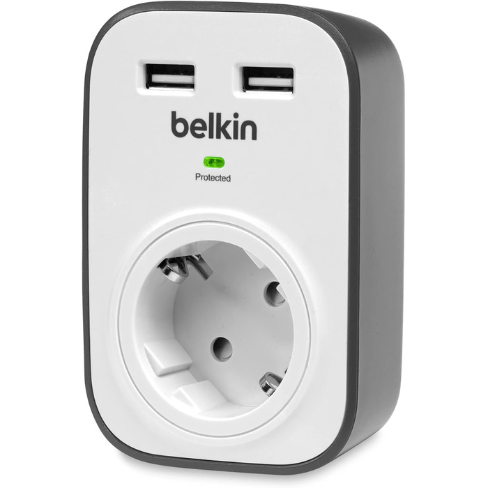 Мережевий фільтр Belkin з USB, 8 розеток + 2 USB, 2.4A, 2м, для дому та офісу