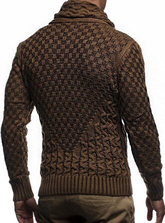 Чоловічий кардиган Eif Neson з в'язаного полотна на блискавці, Regular Fit, camel (3XL)