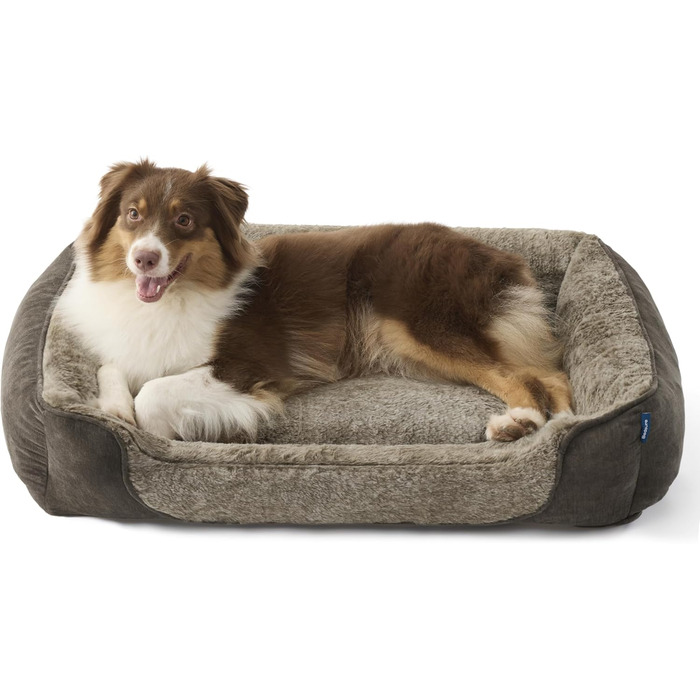 Берет Bedsure для великих собак - 89x63x17 см, зручне собаче ліжко-софа, кошик для собак знімний та пральний, антиковзаюча підставка, м'яке ліжко для собак великих порід (89 x 63 x 17 см, Коричневий)