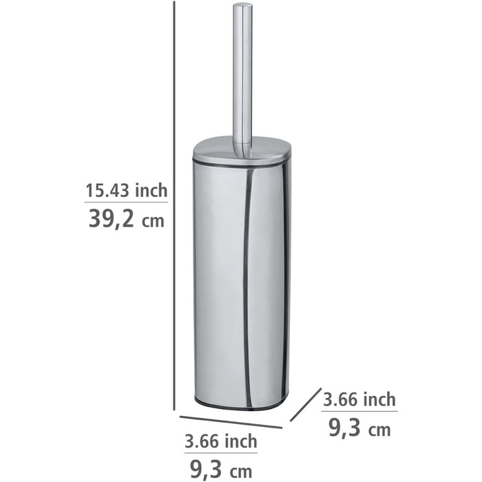 Набір для туалету WENKO Alassio: щітка для унітазу з нержавіючої сталі, знімний насаджувач Ø 8,5 см, чорний, 9,3 x 39,2 x 9,3 см