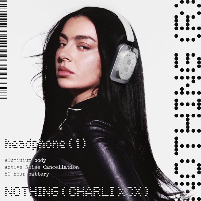 Бездротові накладні навушники Nothing Headphone (1) з активним шумопоглинанням (ANC), Hi-Res Audio, до 80 годин автономної роботи, водонепроникні, чорні