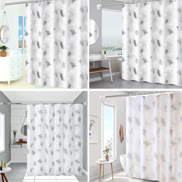 Шторка для душу 180x200 см антигрибкова, водовідштовхувальна, швидко сохне, текстиль, пральна машина, 12 гачків для ванної кімнати