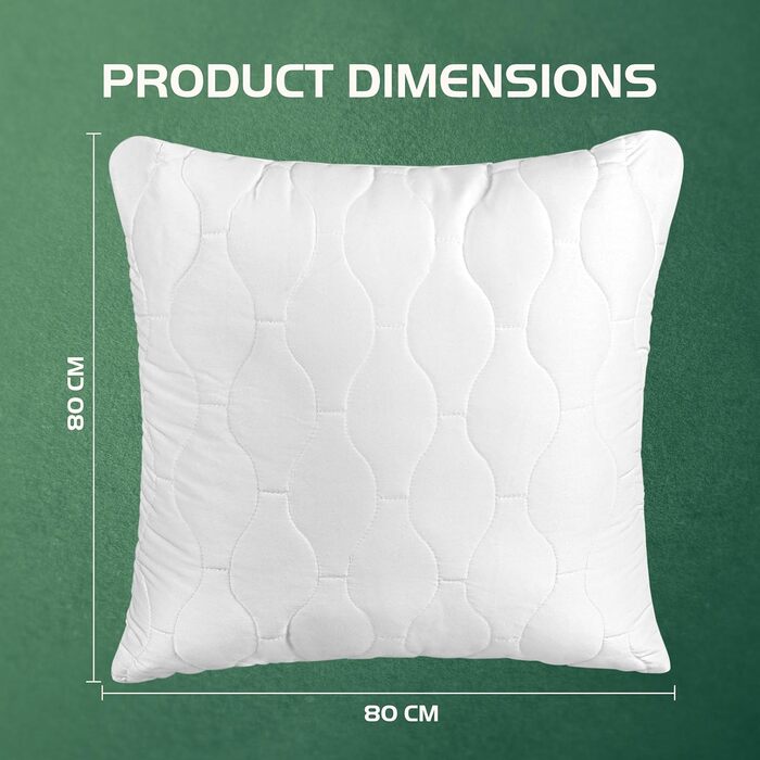 Подушка Utopia Bedding 80x80 см (2 шт.), стьобана, біла, для ліжка, дивану та декору