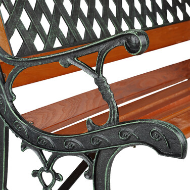 Relaxdays Garden Bench, Wood & Cast Iron