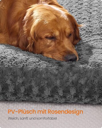 Ліжко для собак Feandrea XL, м'яка подушка для великих собак, 110 x 73 см, сірий колір, зручне та миється, антиковзаюча підкладка, PGW293GN01