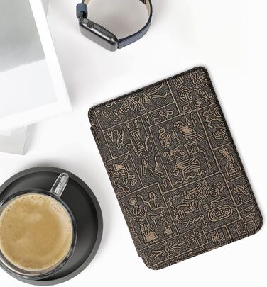Чохол-книжка kwmobile для Kobo Clara 2E / Tolino Shine 4 - з єгипетськими ієрогліфами, золотий/чорний