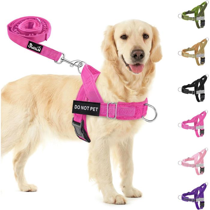 Нашийник для собак середніх та великих порід, 1,55-1,7 м, м'який з відбиваючим ефектом, регульований, антирізний, для прогулянок (M, Рожево-червоний)