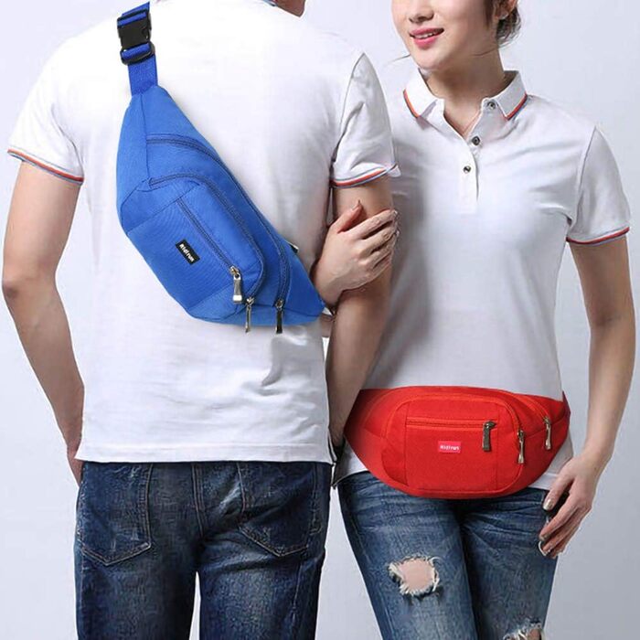 Водонепроникна поясна сумка, сумка на пояс, спортивна сумка на стегно для жінок та чоловіків, 3 кишені на блискавці, для туризму, відпочинку, спорту, червона
