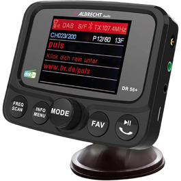 Адаптер DAB+ Albrecht DR 56 C для авторадіо з FM-трансмітером, кольоровим дисплеєм і підтримкою музичного стрімінгу, чорний