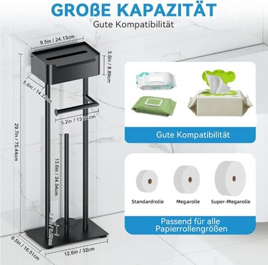 Підставка для туалетного паперу настільна з боксом для вологих серветок, чорна матова – Pro