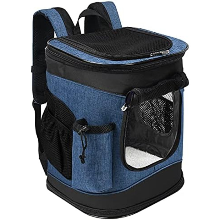 Kato Pet Carrier Backpack for Dogs & Cats - Breathable Mesh Travel Bag for Medium Dogs & Puppies - Portable Marine Blue