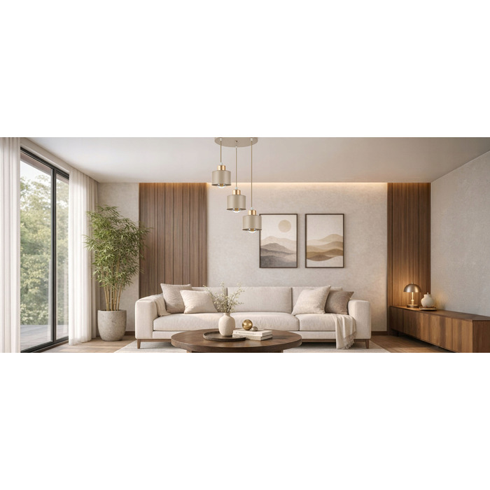 Підвісна LED-лампа LEDLUX, стельовий світильник БЕЖЕВИЙ, 3 цоколі E27