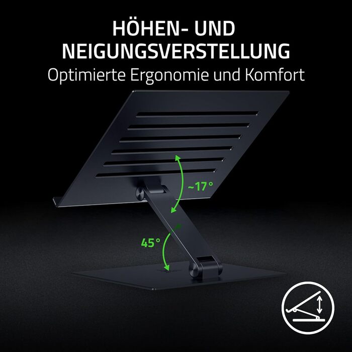 Підставка для ноутбука Razer Adjustable - Регульована, для екранів до 18 дюймів, алюміній, вентиляція, білий/чорний