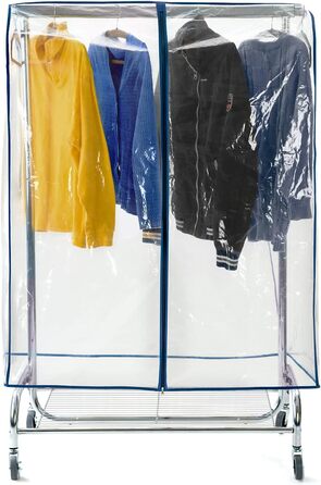 Tatkraft BIG Garment Rack Cover, Clothes Rack Cover, Plastic, Transparent, 2 Zippers, Extra Wide, cm (L96)