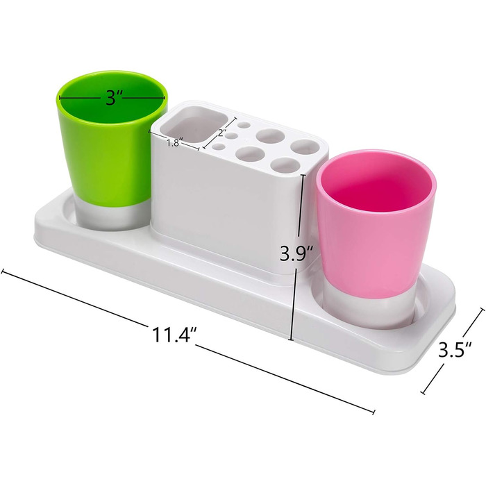 Plastic toothbrush holder, bathroom toothbrush holder, with 2 cups