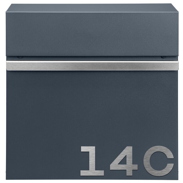 Поштова скринька настінна Anthrazit RAL 7016 для газет, велика (XXL, Laser 2) з можливістю нанесення адреси