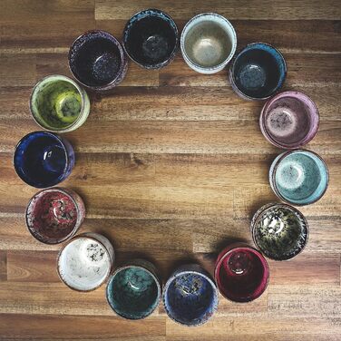 Керамічні чашки Ganzoo для кави та чаю, набір 2 шт, 200 мл, сучасний дизайн, без ручки, унікальні кольори