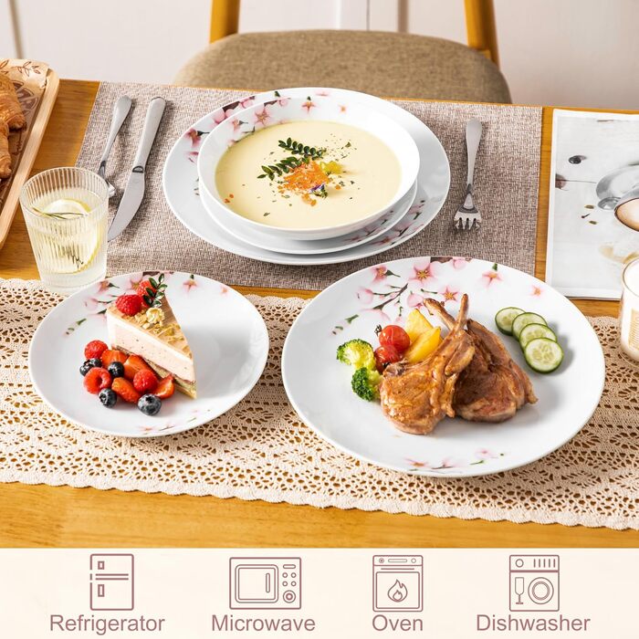VEWEET ANNIE Набір посуду 18 предметів на 6 осіб, сучасний сервіз з порцеляни, 6 тарілок для їжі, десерту та супу, сервіз Annie