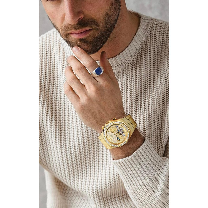 Чоловічий наручний годинник OLEVS G9805 аналоговий, сталевий ремінець, золотий колір, водонепроникний, з календарем та підсвіткою