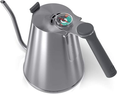 Coffee Gator True Brew Pour Over Coffee Kettle – Professional Pouring Kettle with Precise Swan Neck Spout, Integrated Thermometer, and Quick Fill Lid – Suitable for All Stove Tops – 1.6l