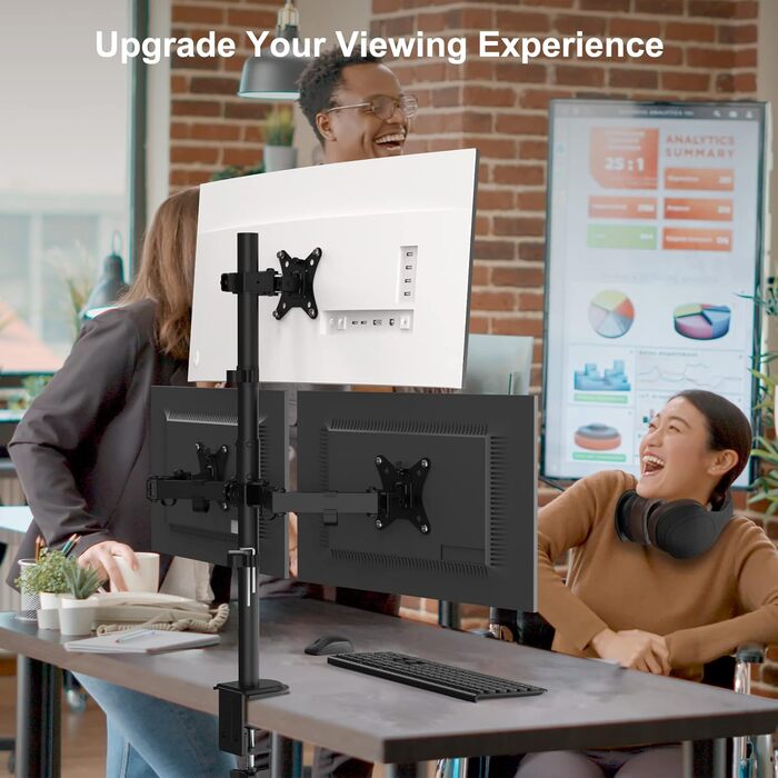 Тримач для монітора PUTORSEN на 3 монітори (13-32 дюйми), регульований, чорний