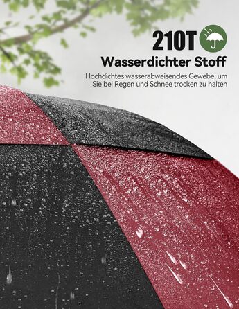 TECKNET Головний парасолька велика XXL, гольф-парасолька 68 дюймів, стійка до вітру, з подвійною конструкцією, вентильована, з великою ручкою EVA, для жінок та чоловіків, чорна та червона, діаметр 150 см