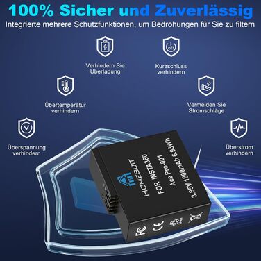 Акумулятор Insta360 X3 1800mAh + USB LED зарядний пристрій (2 шт.) | Додатковий час запису до 80хв