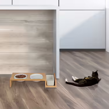 Relaxdays Cat Food Station & Cat Grass Bowl