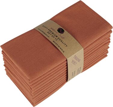 Cloth napkins, cotton linen, 18 x 18 inches, soft, durable, washable, ideal for farmhouse party, spring, summer, Easter, perfect tablecloth for everyday use, rust color, 12 pieces
